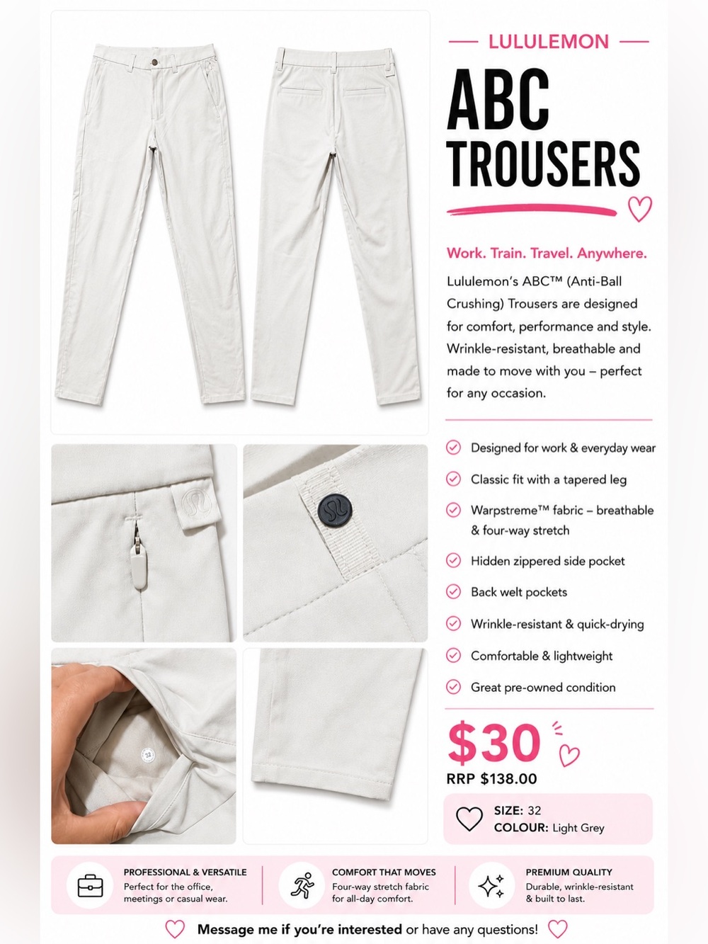 Lululemon ABC Slim-Fit Trouser 32L
Warpstreme